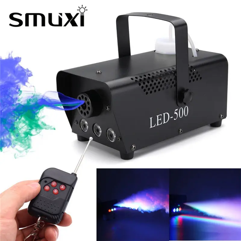 

Smuxi RGB LED Wireless Smoke Fog Machine 500W Stage Lighting Effect For DJ Disco Party Club Fogger with Remote 110V-230V