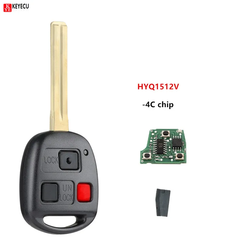 

Keyecu Remote Key Fob 3 Buttons 314.4MHz With 4C Chip For 1998 1999 2000 2001 2002 Lexus LX470 FCC ID: HYQ1512V Long Blade