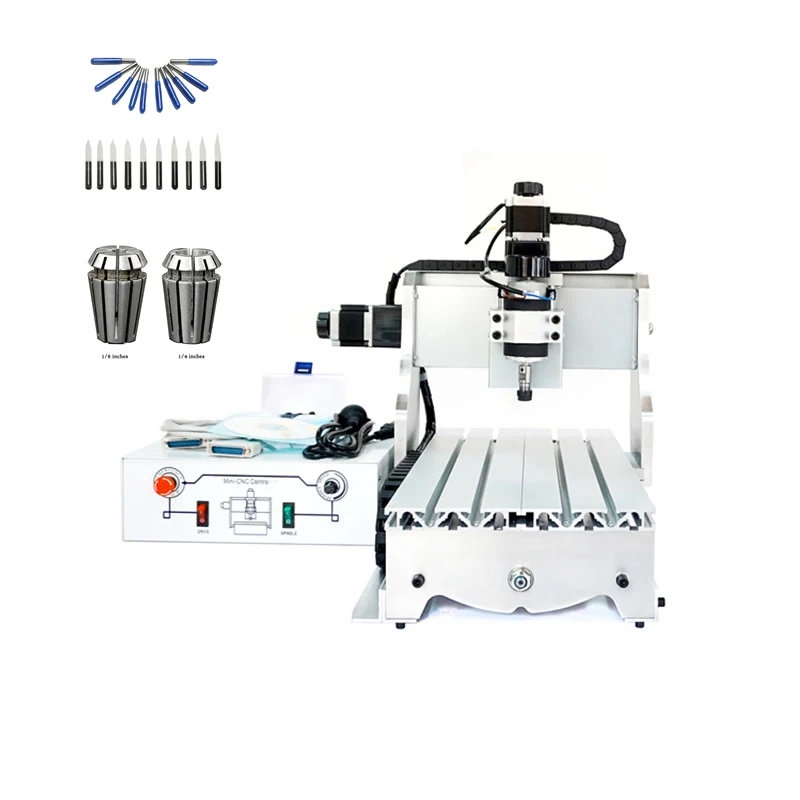 

300W spindle wood cnc milling machine 3020T with 1404 Double thread Trapezoidal Screw router with free cutter er11 collet