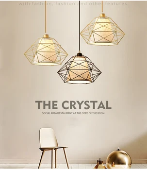 

Modern Cage Pendant Lights Iron Loft lamp E27 Birdcage Pyramid Lamp Pendant Light