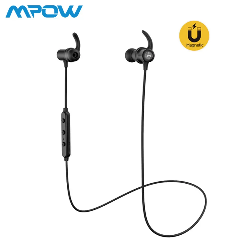 

Original Mpow S6 Bluetooth 4.1 Earphones APTX Magnetic Wireless Earbuds IPX6 Sweatproof Sports Earphones with Mic 7H Music Time