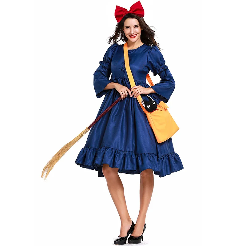 Woman Kiki Cosplay Costumes Kiki's Delivery Service Blue Dress