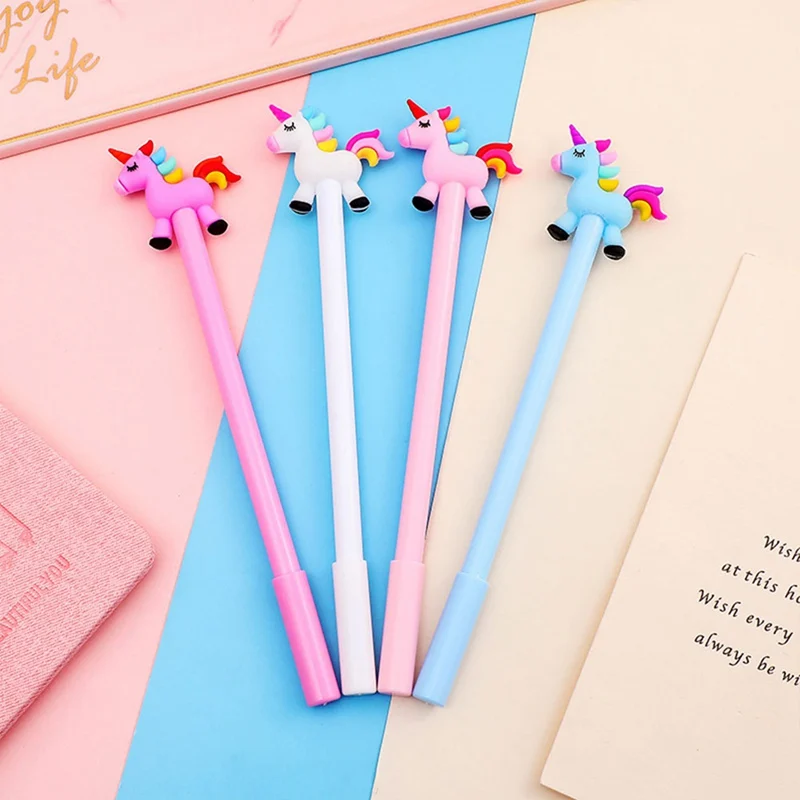 

Rainbow Unicorn Gel Pen Cute 0.5mm Black Ink Neutral Pen For Kids Gift Stationery Office School Writing Supplies