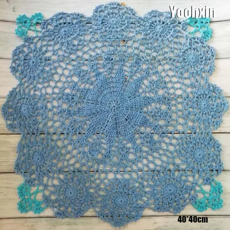 

Handmade Lace square cotton table place mat dish pad Cloth crochet placemat cup mug tablecloth tea dining coaster doily kitchen