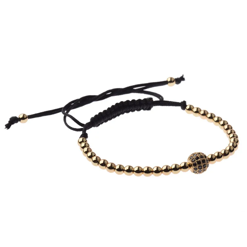 DOUVEI золотой Diy дизайн Pave CZ шар браслет для мужчин и женщин плетеный медный бисер макраме ювелирные изделия подарок для мужчин и женщин - Окраска металла: GOLD 01