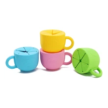 Детская силиконовая миска для закусок, чашка для кормления, ручка чаши, не разливается, контейнер для хранения закусок, Детская тарелка, посуда