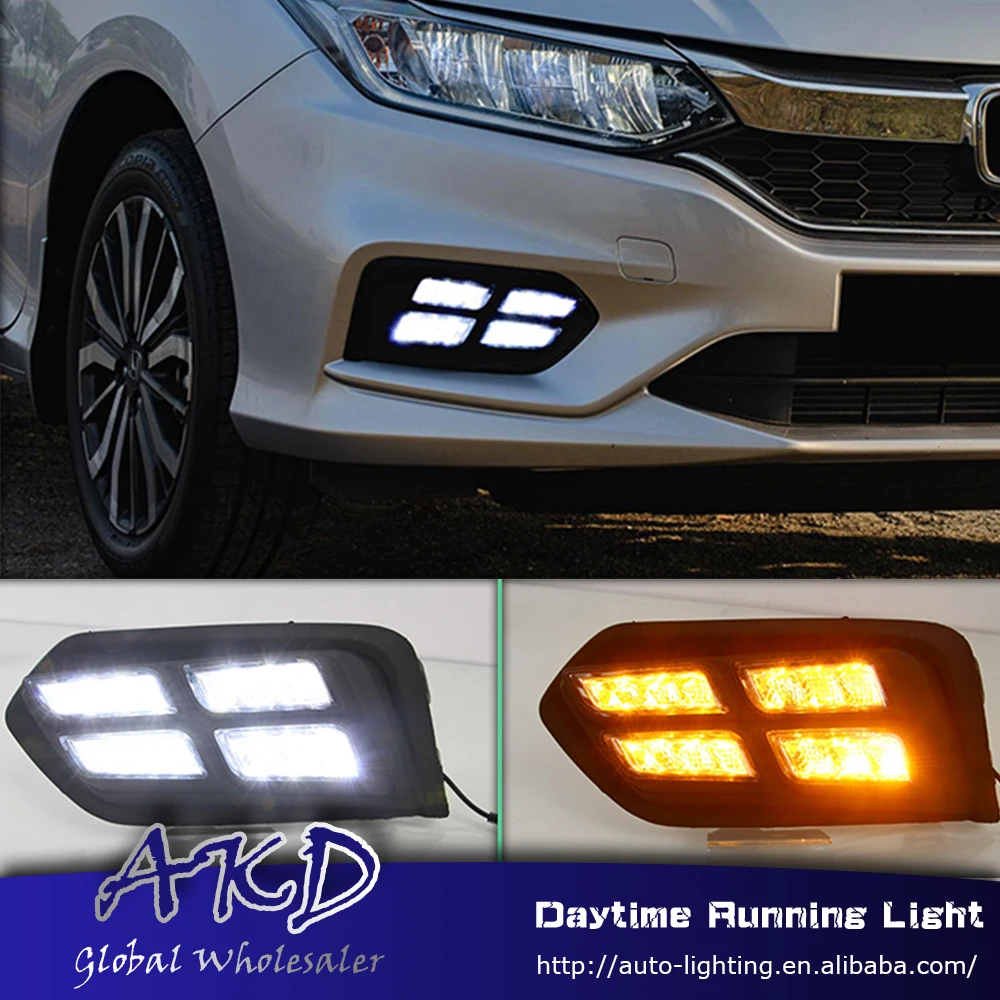 

AKD Car Styling for Honda City 2017 LED DRL for New City 4 led Front Led Drl Running Light Fog Light Parking Accessories
