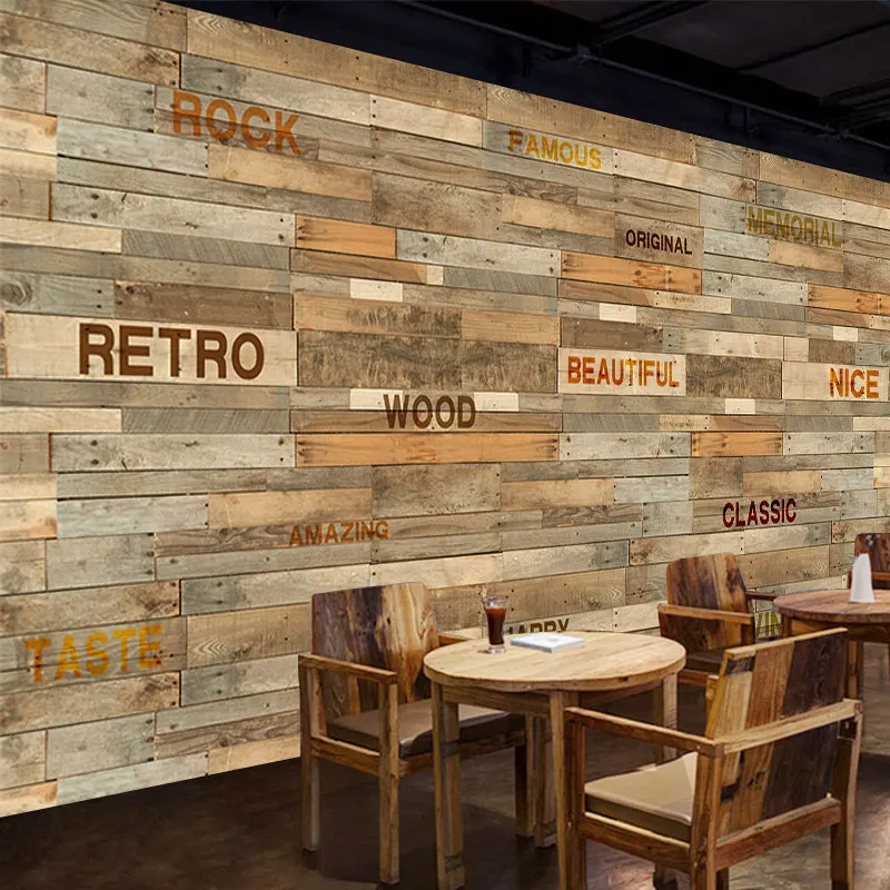 

beibehang Custom retro imitation wood grain English wallpaper English restaurant cafe bar made of old wood wallpaper murals