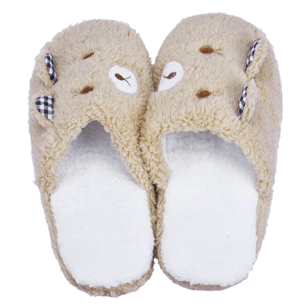 Unisex Lovely Bear Home Warm Soft Sole Women Indoor Floor Slippers