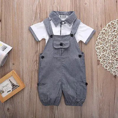 

2PCS Newborn Baby Boys Shirt +suspender Pants Gentleman Cotton baby clothing Sets Summer Toddler Infant Boy Outifits Set