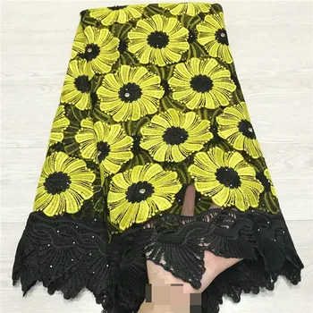 

AF76 African mesh Lace Fabric With stones 5 yards/lot , high class net Lace Fabric For Big Party dresses in nice yellow color
