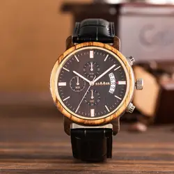 Уникальный Multi-function наручные часы в корпусе из натурального дерева для мужчин Деревянный кварцевые повседневное мужские часы пояса из
