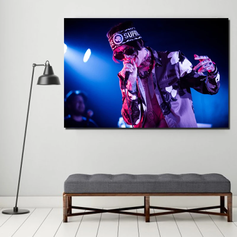 

Lil Peep Singing Performance Canvas Painting Posters Prints Marble Wall Art Painting Decorative Picture Modern Home Decoration