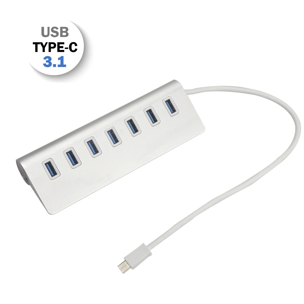 

Portable Aluminum High Speed 7 Ports USB 3.1 Type-C to USB 3.0 Hub for Macbook High Quality