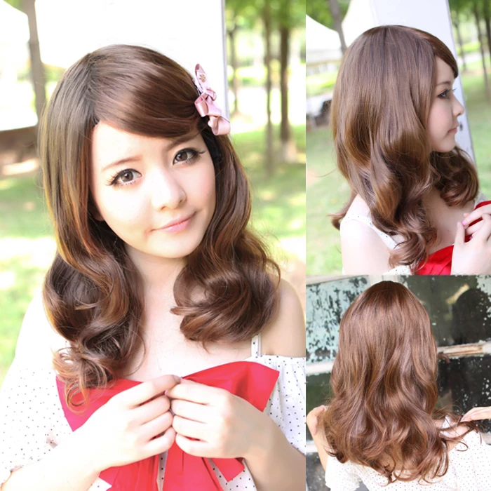 

Wig kinkiness medium-long realistic wig long curly hair female pear