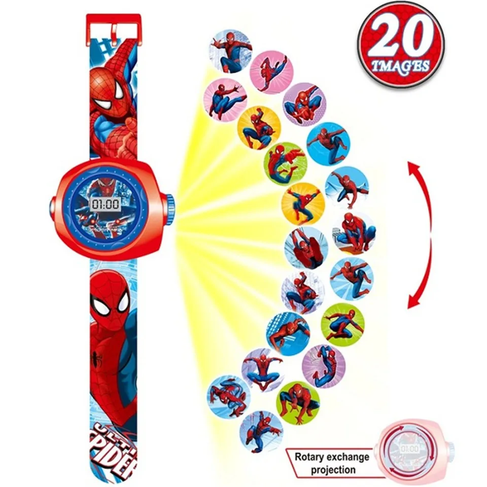 Детские часы Montre Enfant с 3D проекцией в виде Человека-паука для маленьких девочек и мальчиков, детские спортивные цифровые наручные часы relojes - Цвет: E