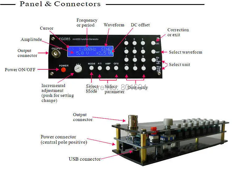 10 шт./лот Портативный FG085 MiniDDS цифровой Функция Servo генератор Тесты генератор сигналов комплект контроллера Комплектующие для самостоятельной сборки Мощность адаптер