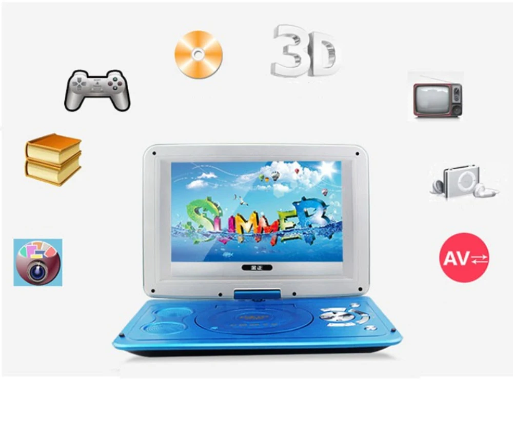 2019 New 14 Inch HD Portable Rotating Screen Smart TV EVD DVD Player Mini TF Card And USB Audio And Video Playback Television