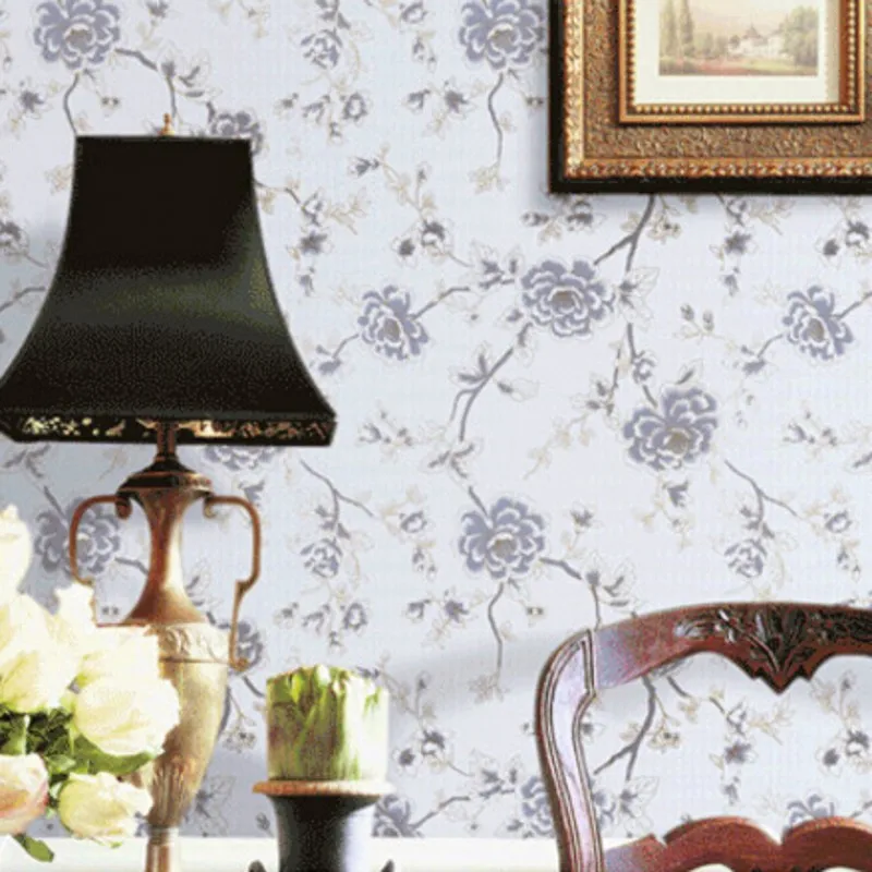 

Pastoral large flowers waterproof romantic bedroom living room sofa TV background wall paper bedside yarn imitation wall paper