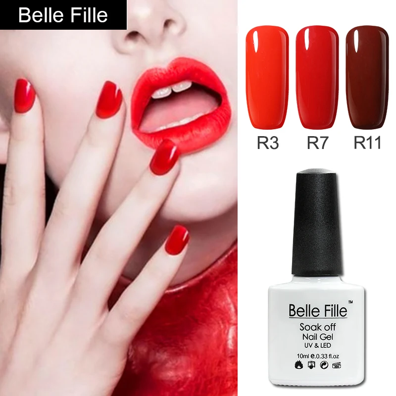 Belle Fille 10 мл Vernis полу постоянными УФ гель лак красный живописи UV светодио дный Гель
