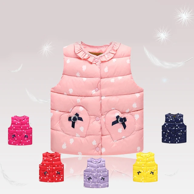 Kids Down Coat Girl Vest Cotton Warm Vest Children adorable bunny print