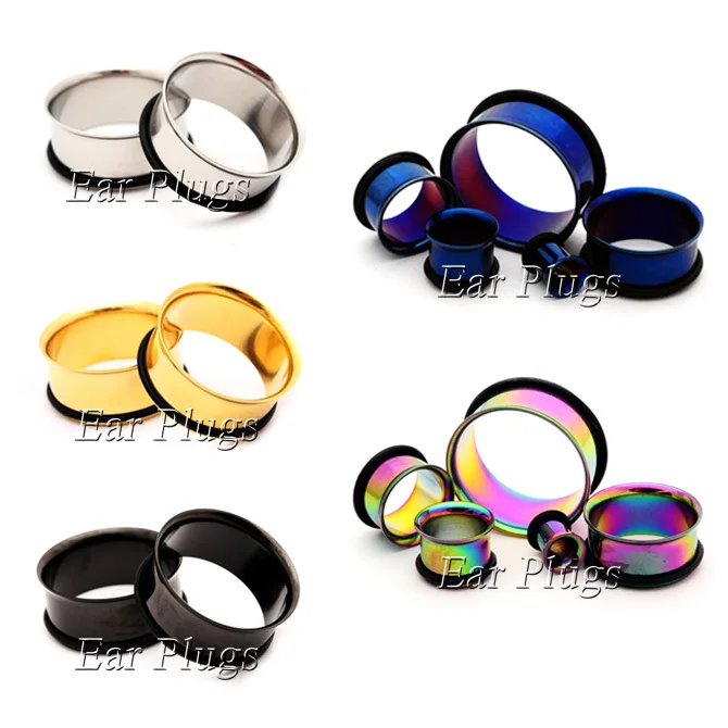 Wholesale 5 colors 100pcs/lot stainless steel anodized single flare ear