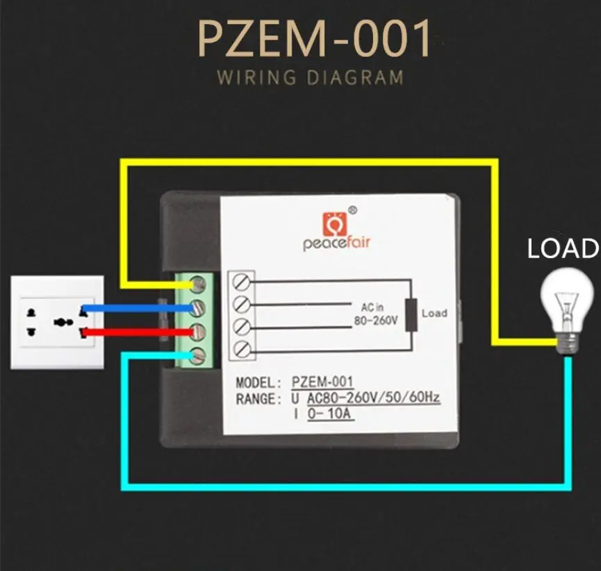 Peacefair PZEM-001 однофазный цифровой панельный ваттметр Вольтметр AC 220 В 10A Напряжение Ток мощность энергетический монитор