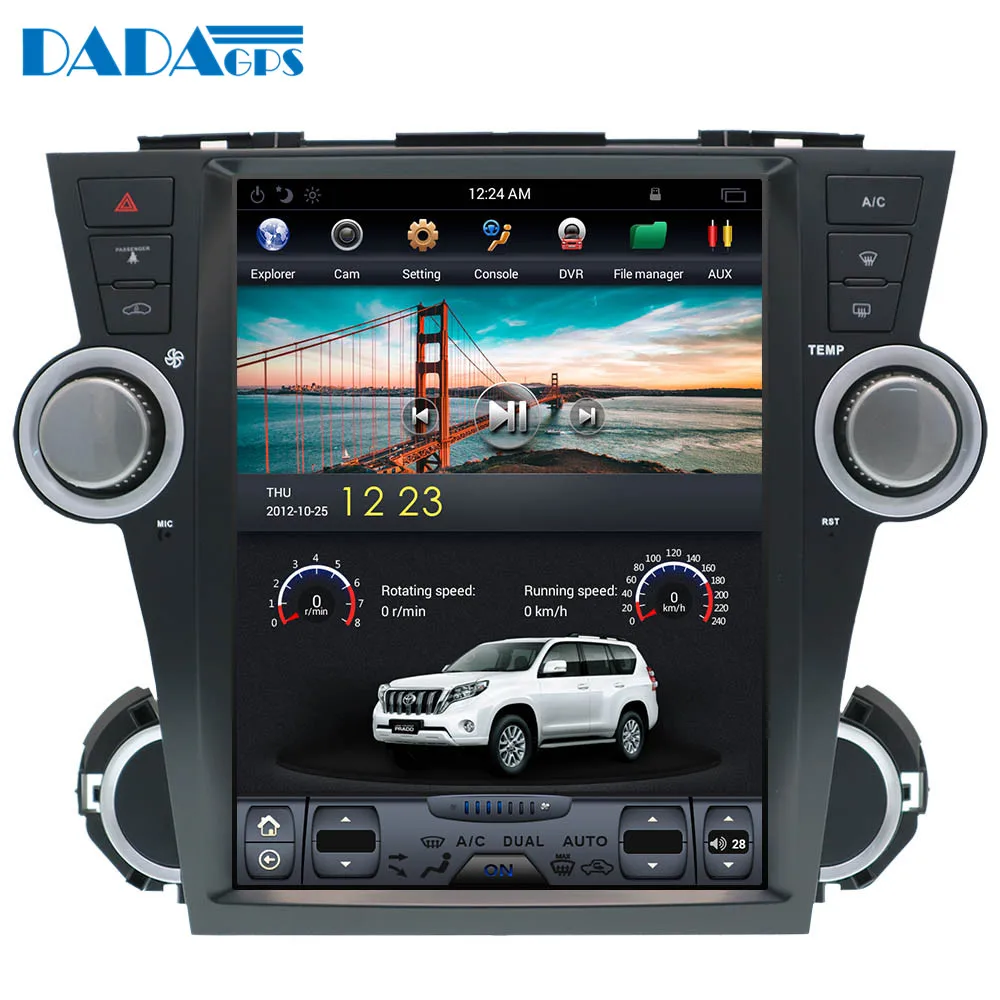 Автомобильный радиоплеер в стиле Tesla 12 1 дюйма Android 7 для Toyota Highlander 2007 2013 стерео