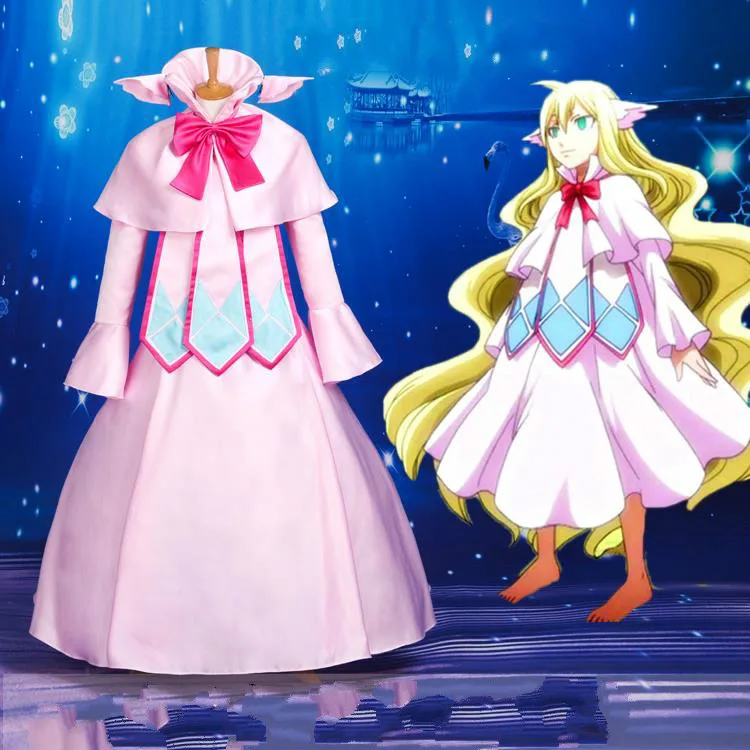 

Anime Fairy Tail Cosplay Costume First Guild Master Mavis Vermilion Cosplay Dress For Girl Pink Dresses Outfit With Wig