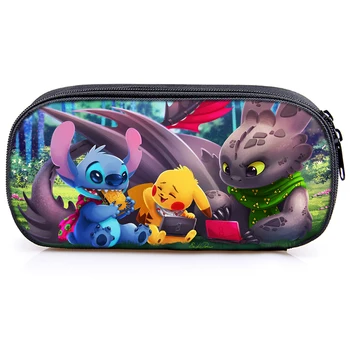 

Cute Pikachu Pencil Case How to Train Your Dragon Students Kids Pencil Bag Fashion New Stitch Cute Stationery Bag Daily Penbag