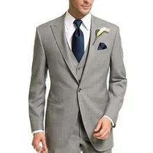 Костюмы Под заказ Светло-серый 3 шт свадебный смокинг одна кнопка пиковый воротник