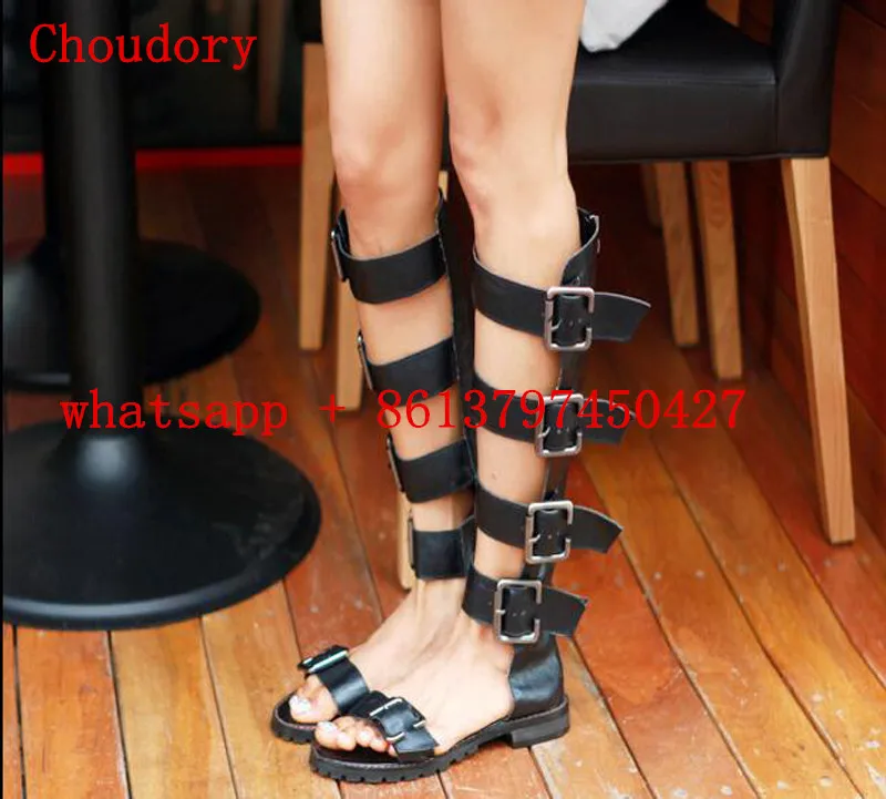

2017 Rome Style Buckles Decor Woman Summer Booties Open Toe Cut-outs Girls Gladiator Sandal Boots