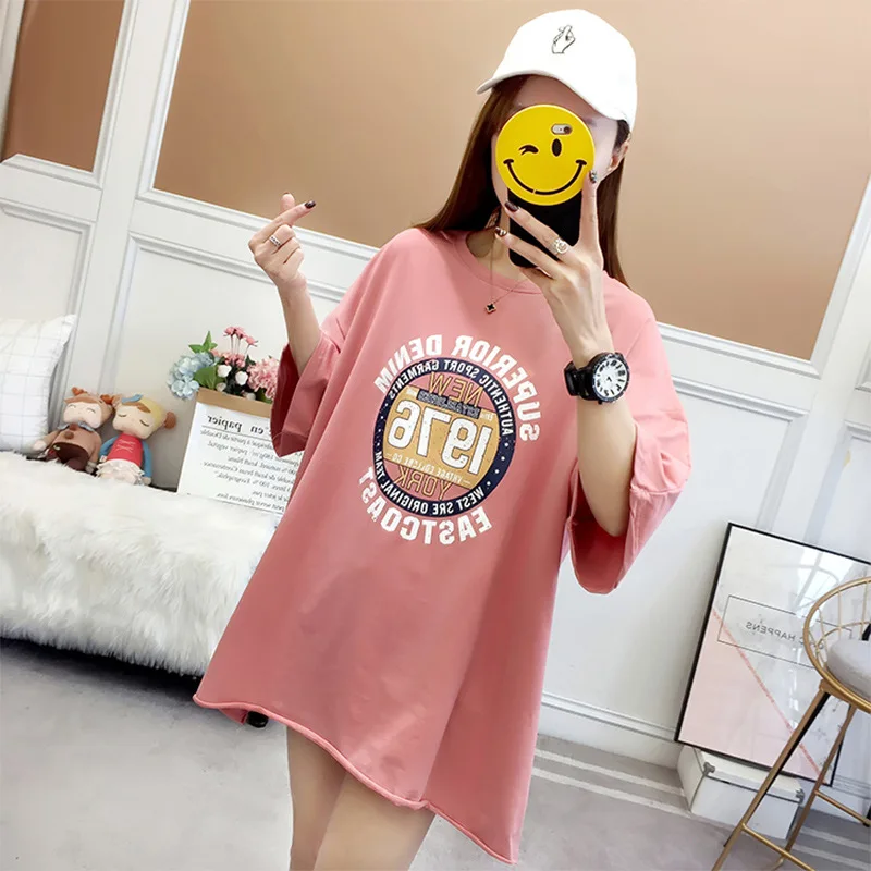

ZXQJ 2009 New ins Cotton Short-sleeved T-shirt Women's Loose Half-sleeved Korean Round-collar Student Top Summer Fashion