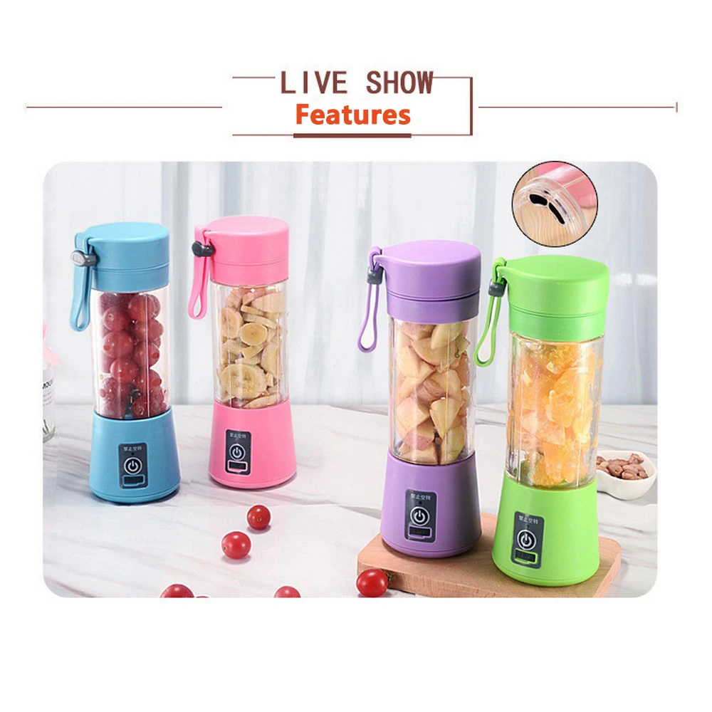 

Portable Mini Charging Juice Cup Multi-function Juicer Household Electric Juice Cup 6 Knife Leaf USB Vibrating Screen Mixer