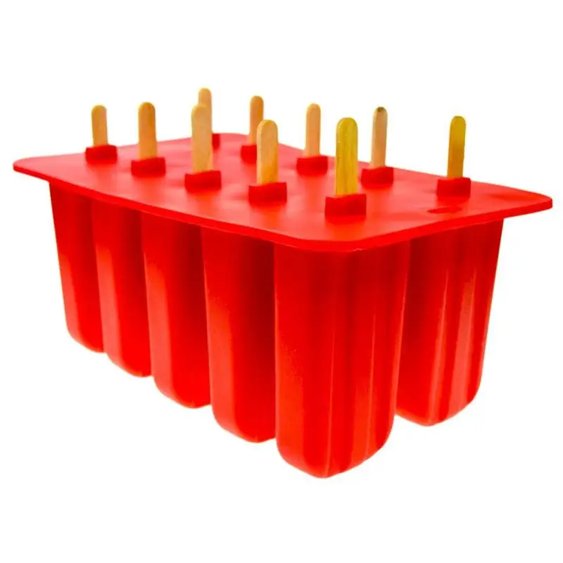 1 pc Gruzja Żel krzemionkowy Formy Lody Popsicle Mold Ice taca Krążek Popsicle Mold Ice Cream 10 Siatka Z Kijami #30