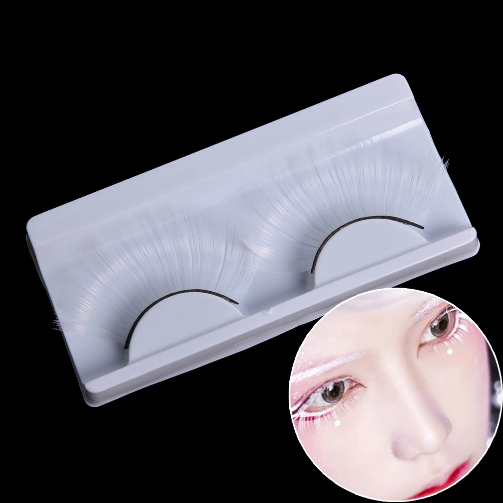 

1 Pairs White Eyelashes Cosplay Makeup Natural Long Cross Strip False Eye Lashes