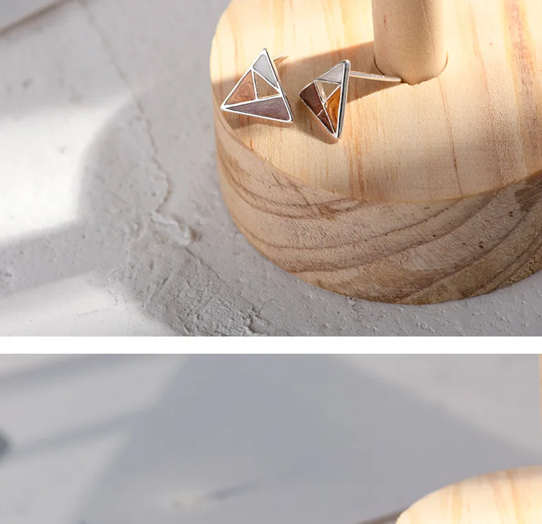 Lidavi 925 женские серебряные серьги японский Ветер простые треугольные серьги трендовые геометрические эмалевые серьги для женщин подарок VES6201