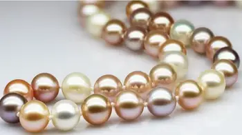 

HUGE 18"11-12MM NATURAL SOUTH SEA GENUINE GOLD PINK PERFECT PEARL NECKLACE 14K