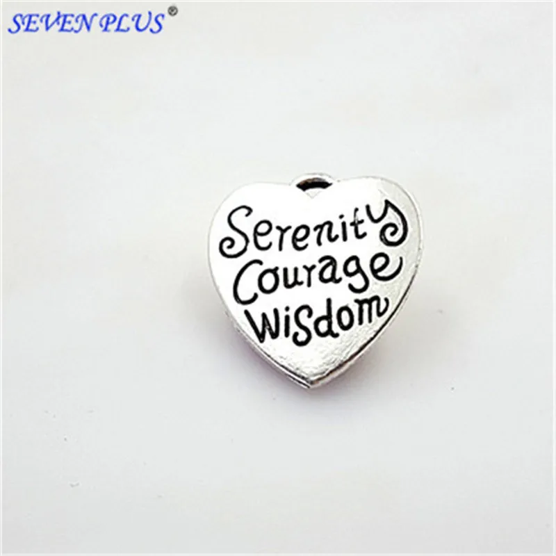 

High Quality 20 Pieces/Lot Diameter 25mm letter printed serenity courage wisdom healing of word Message Round disc Charms