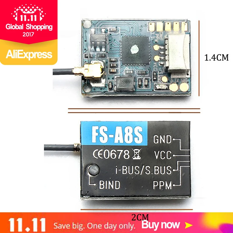 Flysky A8S 8 Channel Receiver 2.4Ghz PPM i-BUS SBUS for Rc Quadcopter FS-I6X FS-i4 FS-i6 FS-i6S Transmitter | Игрушки и хобби