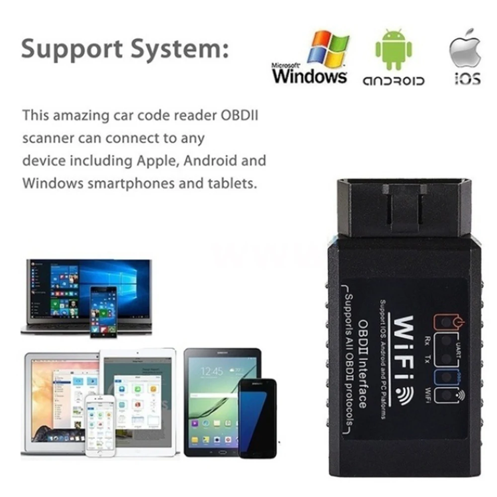 OBD2 сканер WIFI автомобильный диагностический инструмент RS232 последовательный порт
