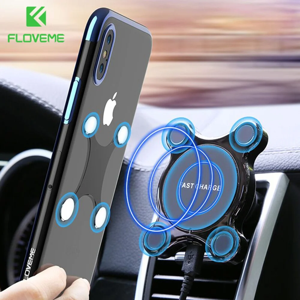 Автомобильное беспроводное зарядное устройство FLOVEME Qi для iPhone X 8 Plus магнитный