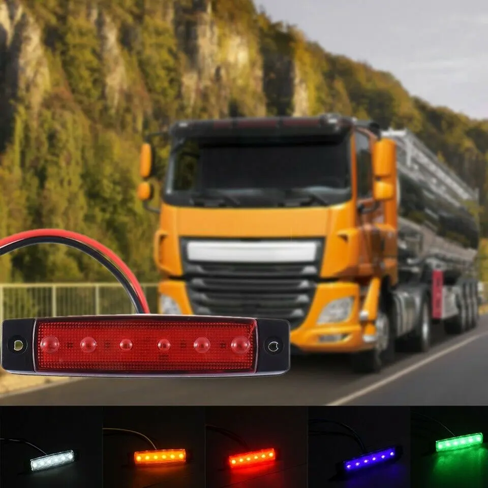 

30PCS/Set 6 LED 12 V 24V Truck Side Marker Light Indicators Light Lamp Car styling Amber Yellow White Green Auto Light