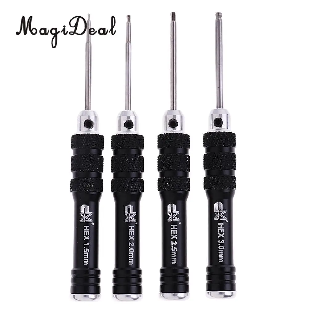 MagiDeal 4Pcs RC Car Hexagonal Hex Screwdriver Repair Tool Kit for Landing Gear Shock Absorber Assembly 1.5mm 2mm 2.5mm 3mm