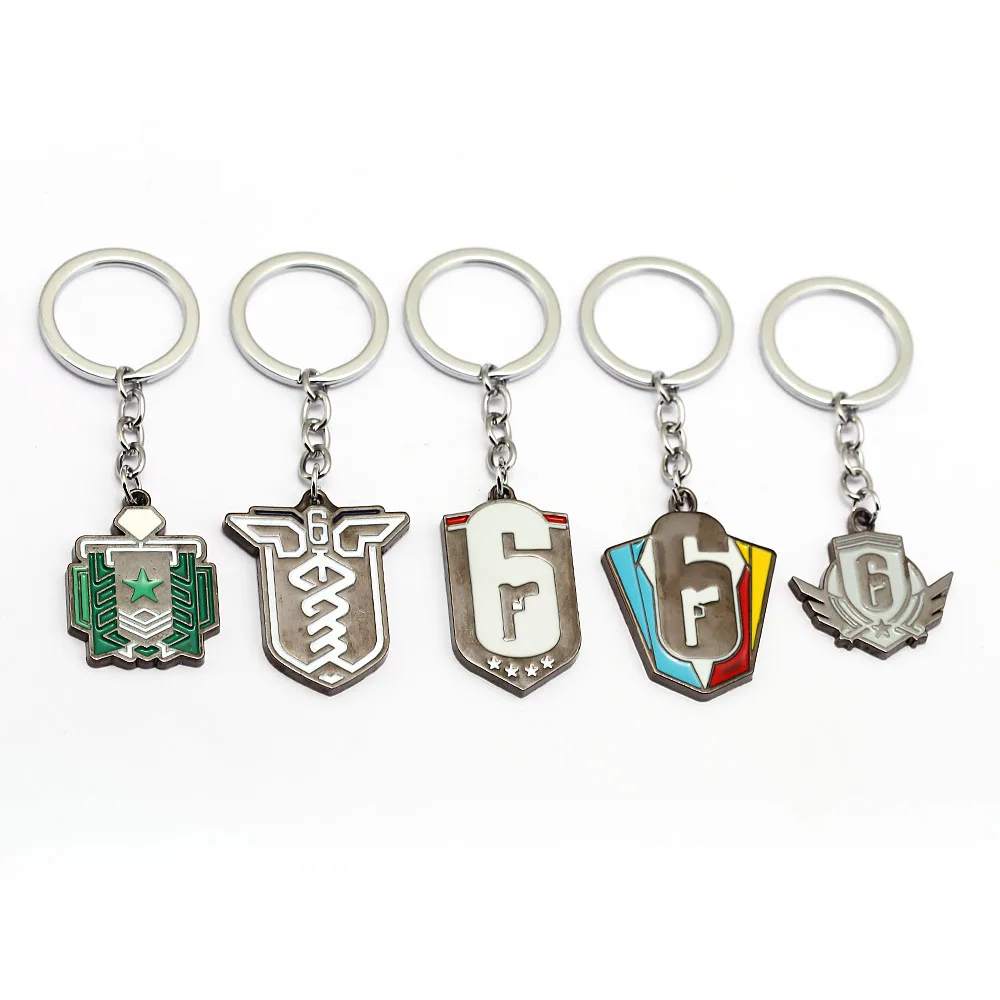 

Game Rainbow Six Siege Key Chains for Men Women 6 Metal Keychain Male Anime Key Ring Holder Porte Clef Gift Jewelry