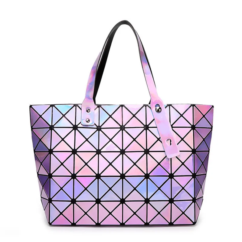 

Fashion Woman Bag Luxe cuir Women's leather Handbags Ladies folding laser Tote bolsos Women holographic crossbody messenger bag