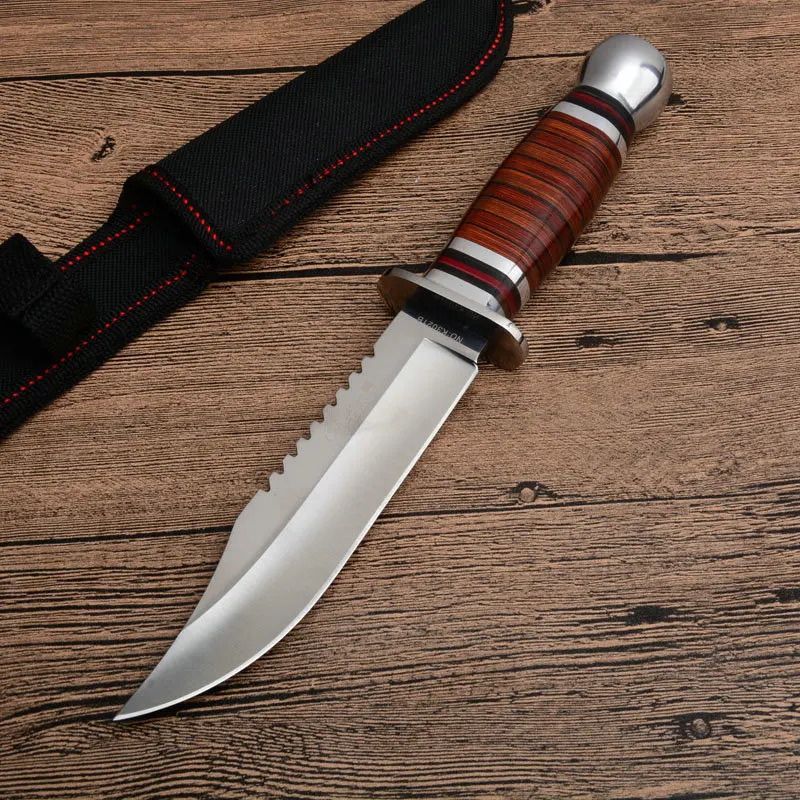 colombia Wood handle Fixed Blade Survival Bowie Hunting Knife K3021B (7)