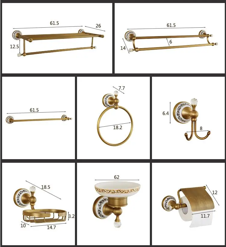 Все бронзовые антикварные Вешалки для полотенец синие и белые Фарфоровые аксессуары для ванной комнаты европейский стиль аксессуары для ванной комнаты