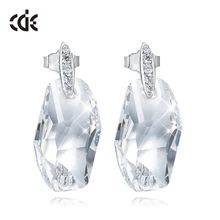 CDE 925 סטרלינג כסף עגילי קשט עם קריסטלים גיאומטריה עגילי נשים עגילי אוזן תכשיטי מתנה(China)