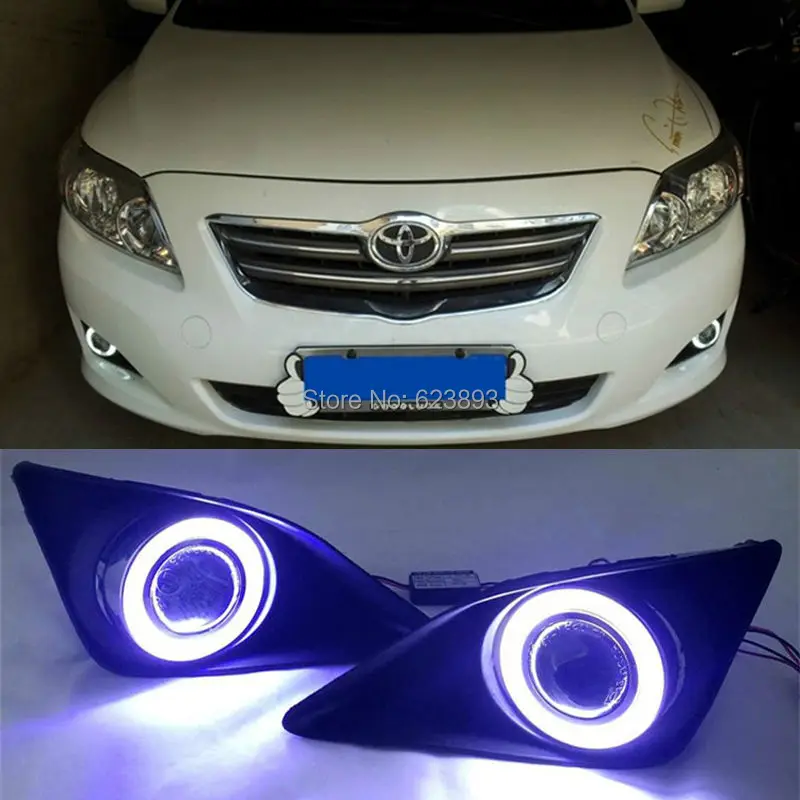 2x LED Daytime Running Lights DRL Projector Lens Fog lights + Angel